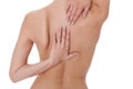 Woman caressing her bare shoulder and back Royalty Free Stock Photo