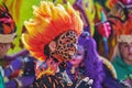 Woman in carnival costume during show Mardi Gras Malta Carnival