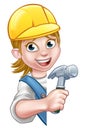 Cartoon Woman Builder Carpenter