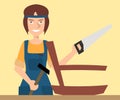 Woman carpenter character vector cartoon