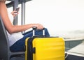 Woman carries your luggage at the airport terminal Royalty Free Stock Photo