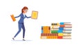 Woman Carrying Books, Education and Learning, Knowledge Acquisition, vector design Generative AI Royalty Free Stock Photo