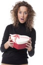 Woman carrying a chocolate box Royalty Free Stock Photo