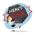 Woman carrying a heavy load of big rock Royalty Free Stock Photo