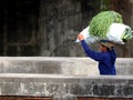 A woman carrying vegetables on her head