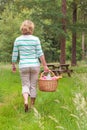 Woman carrying a picnic basket Royalty Free Stock Photo