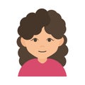 Woman cartoon character with curly hair flat icon Royalty Free Stock Photo