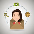 woman cartoon email camera search Royalty Free Stock Photo