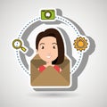 woman cartoon email camera search Royalty Free Stock Photo