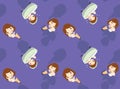 Woman Cute Character Cartoon with baby housemaid Background Seamless Wallpaper-01