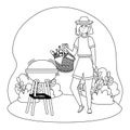 Woman cartoon having picnic design