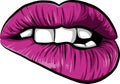 woman cartoon mounth with pink lips