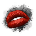 woman cartoon mounth with red lips