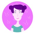 Woman cartoon portrait representing Taurus Zodiac Sign Royalty Free Stock Photo