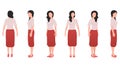 Woman in casual avatar, woman in top and long skirt, business character set vector illustration on white background Royalty Free Stock Photo