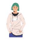 Woman in Casual Clothes. Modern Girl in Hoodie