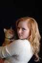 woman and cat Royalty Free Stock Photo