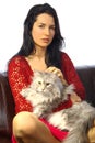 Woman with cat Royalty Free Stock Photo