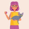 Woman with cat in hands Royalty Free Stock Photo