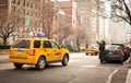 Woman catchs taxi in New York