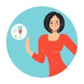 The woman is categorically against alcohol and smoking. Icon of a girl giving up bad habits in flat design. Stop drinking and Royalty Free Stock Photo