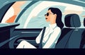 woman caucasian business vehicle auto beauty driver steering happy transportation car. Generative AI.