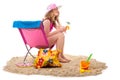 Woman in chair at the beach Royalty Free Stock Photo