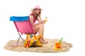 Woman in chair at the beach Royalty Free Stock Photo