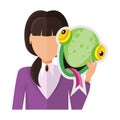 Woman with Chameleon Mask Flat Design Vector Royalty Free Stock Photo