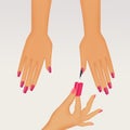 Woman change nail polish