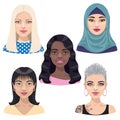 Woman Character Avatar Set Royalty Free Stock Photo