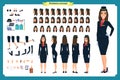 Woman character creation set. The stewardess, flight attendant. Icons with different types of faces and hair style,