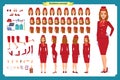 Woman character creation set. The stewardess, flight attendant. Icons with different types of faces and hair style, emotions,