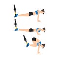 Woman character doing TRX Suspension straps atomic push ups