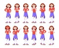 Women facial emotion, girl in various poses Royalty Free Stock Photo