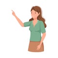 Woman Character Indicating Something Pointing with Index Finger as Hand Gesture Specifying Direction Vector Illustration Royalty Free Stock Photo