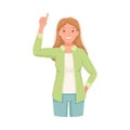 Woman Character Indicating Something Pointing with Index Finger as Hand Gesture Specifying Direction Vector Illustration Royalty Free Stock Photo