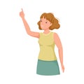 Woman Character Indicating Something Pointing with Index Finger as Hand Gesture Specifying Direction Vector Illustration Royalty Free Stock Photo