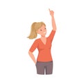 Woman Character Indicating Something Pointing with Index Finger as Hand Gesture Specifying Direction Vector Illustration Royalty Free Stock Photo