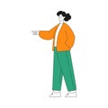 Woman Character Indicating Something Pointing with Index Finger as Hand Gesture Specifying Direction Vector Illustration Royalty Free Stock Photo