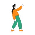 Woman Character Indicating Something Pointing with Index Finger as Hand Gesture Specifying Direction Vector Illustration Royalty Free Stock Photo