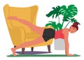 Woman Character Morning Exercise Routine Includes Stretching or Yoga Activities, Boost Energy, Enhance Flexibility