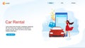 Woman Character Ordering Vehicle Online Banner.