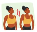 Woman Character Performing Neck And Shoulder Exercises, Stretching And Shrugging her Shoulders Up and Down Royalty Free Stock Photo