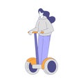 Woman Character Riding Hoverboard or Segway Enjoying Outdoor Walk in the Park Vector Illustration