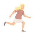 Woman Character Running Forward Pursuing Goal Having Ambition Vector Illustration