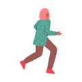 Woman Character Running in a Hurry and Hasten Somewhere Vector Illustration