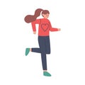 Woman Character Running in a Hurry and Hasten Somewhere Vector Illustration