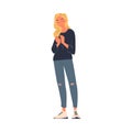 Woman Character Standing Ovation Clapping Her Hands as Applause and Acclaim Gesture Vector Illustration