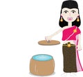 Woman character thai costume illustration